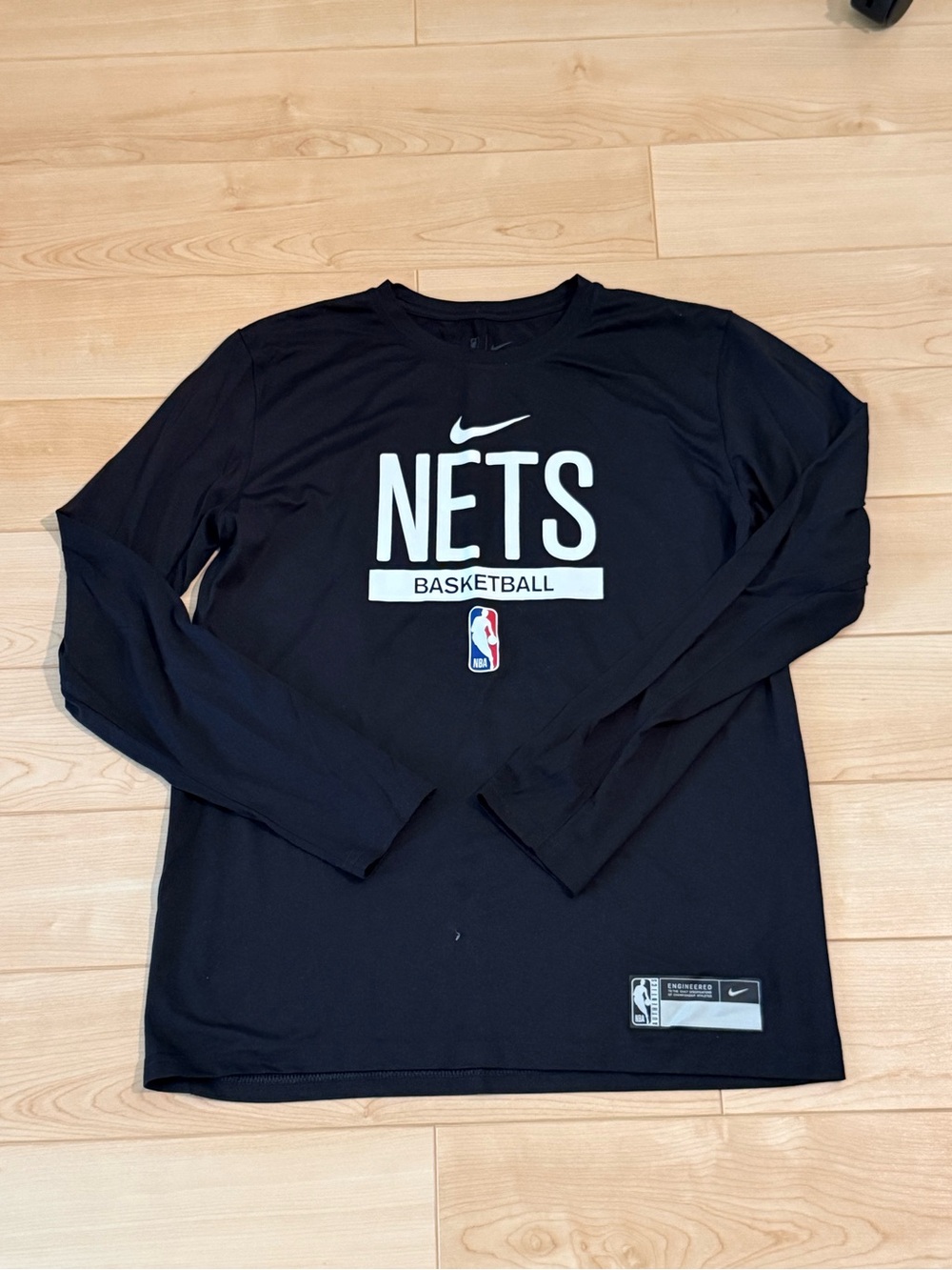 Nike Black Long Sleeve Tee with White NETS Print